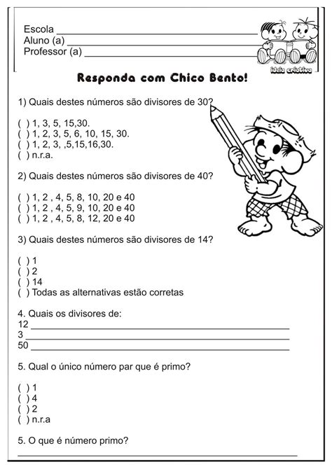 exercícios multiplos e divisores 6 ano